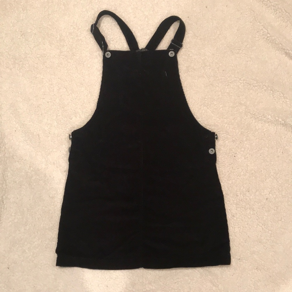Black corduroy overall minidress